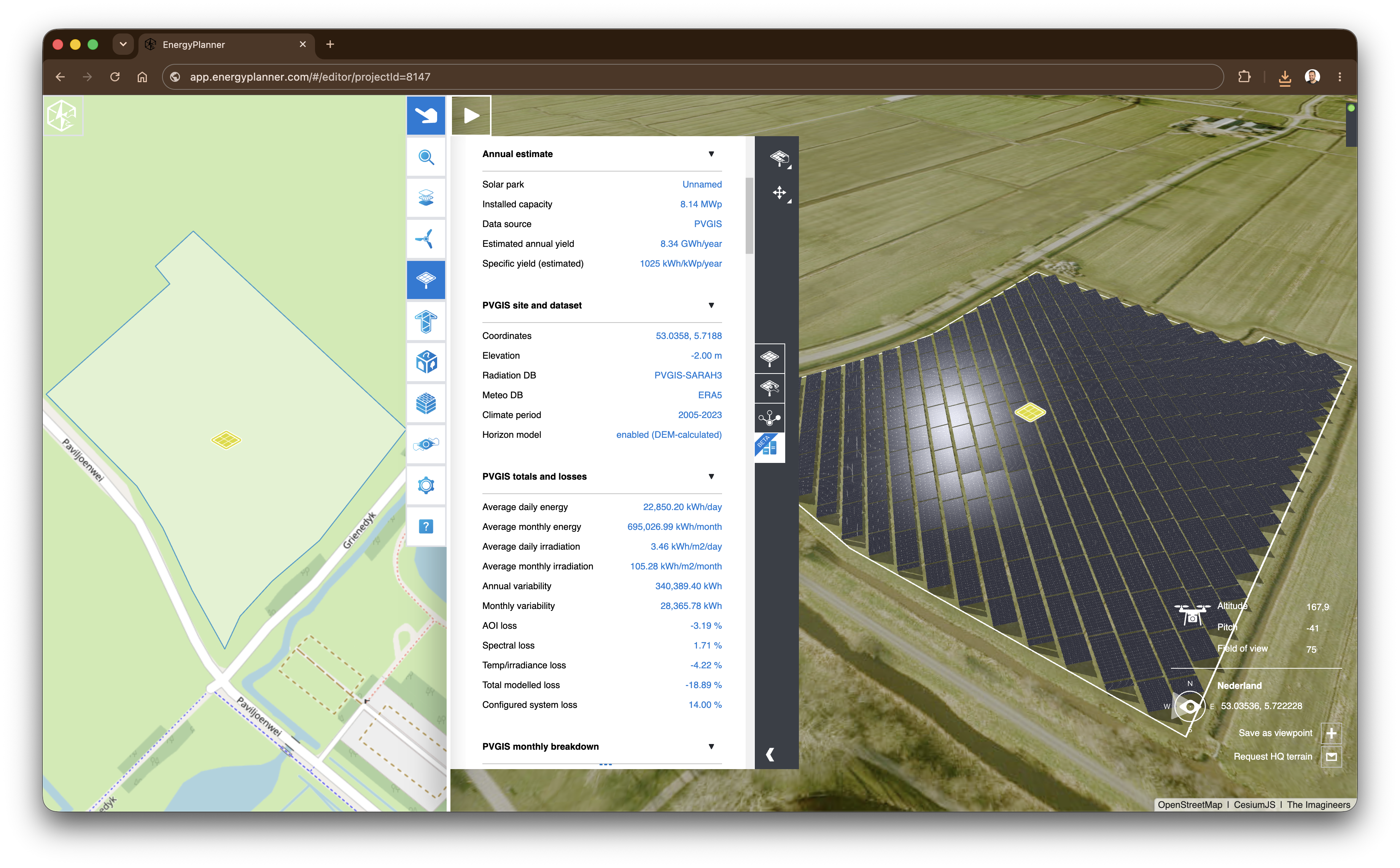 Solar yield calculation