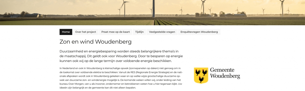 Projectwebsite zon en wind Woudenberg